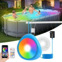 LED Zwembadverlichting met APP bediening, RGB Magnetische Dimbare Onderwater LED Verlichting voor Bovengrondse en Ingron