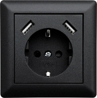 LEDmaxx USB1002 1 voudig Stopcontact (onderbouw) Met USB, Kinderbeveiliging Zwart