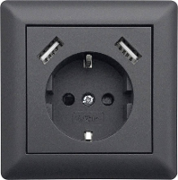 LEDmaxx USB1003 1 voudig Stopcontact (onderbouw) Met USB, Kinderbeveiliging Antraciet