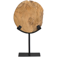 Op=Op | Leen Bakker   Beeld Nomad   Zwart/naturel   31x17x8 Cm   Metaal/Teakhout   Crème#Zwart