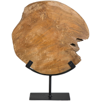 Leen Bakker   Beeld Nomad   Zwart/naturel   37x27x10 Cm   Metaal/Teakhout   Crème#Zwart