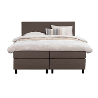 Leen Bakker   Boxspring Liv Egaal Donker 180x200cm Ronde Poot   Boxsprings   Bruin   Stof