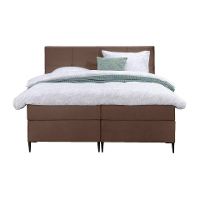 Leen Bakker   Boxspring Liv Geblokt 180x200cm Slanke Poot   Boxsprings   Bruin   Stof Velvet
