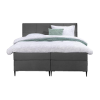 Leen Bakker   Boxspring Liv Geblokt 180x200cm Slanke Poot   Boxsprings   Grijs   Stof Velvet