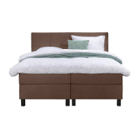 Leen Bakker   Boxspring Liv Geblokt 180x200cm Vierkante Poot   Boxsprings   Bruin   Stof Velvet