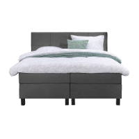 Leen Bakker   Boxspring Liv Geblokt 180x200cm Vierkante Poot   Boxsprings   Grijs   Stof Velvet