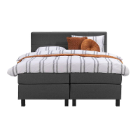 Leen Bakker   Boxspring Liv Geblokt Antraciet 180x200cm Vierkante Poot   Boxsprings   Grijs   Stof