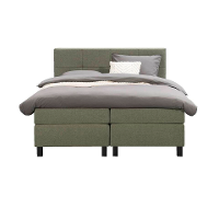 Leen Bakker   Boxspring Liv Geblokt Groen 180x200cm Vierkante Poot   Boxsprings   Groen   Stof