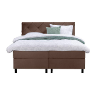 Leen Bakker   Boxspring Liv Geruit 180x200cm Ronde Poot   Boxsprings   Bruin   Stof Velvet