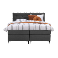 Leen Bakker   Boxspring Liv Geruit Antraciet 180x200cm Slanke Poot   Boxsprings   Grijs   Stof