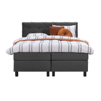 Leen Bakker   Boxspring Liv Geruit Antraciet 180x200cm Vierkante Poot   Boxsprings   Grijs   Stof