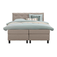 Leen Bakker   Boxspring Liv Geruit Beige 180x200cm Vierkante Poot   Boxsprings   Beige   Stof