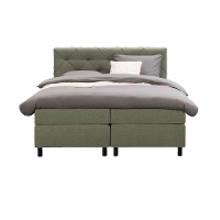 Leen Bakker   Boxspring Liv Geruit Groen 180x200cm Ronde Poot   Boxsprings   Groen   Stof