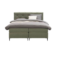 Leen Bakker   Boxspring Liv Geruit Groen 180x200cm Slanke Poot   Boxsprings   Groen   Stof