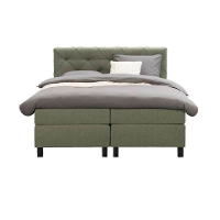 Leen Bakker   Boxspring Liv Geruit Groen 180x200cm Vierkante Poot   Boxsprings   Groen   Stof