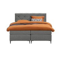 Leen Bakker   Boxspring Liv Geruit Licht 180x200cm Slanke Poot   Boxsprings   Grijs   Stof
