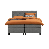 Leen Bakker   Boxspring Liv Geruit Licht 180x200cm Vierkante Poot   Boxsprings   Grijs   Stof