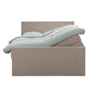 Leen Bakker   Boxspring Met Opbergruimte En Voetbord Liv Egaal Beige 140x200cm   Boxsprings   Beige   Stof