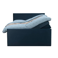 Leen Bakker   Boxspring Met Opbergruimte En Voetbord Liv Egaal Blauw 140x200cm   Boxsprings   Blauw   Stof Velvet