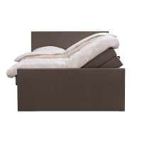 Leen Bakker   Boxspring Met Opbergruimte En Voetbord Liv Egaal Donker 140x200cm   Boxsprings   Bruin   Stof