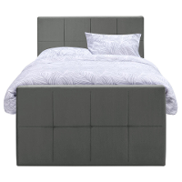 Leen Bakker   Boxspring Met Opbergruimte En Voetbord Liv Geblokt 120x200cm   Boxsprings   Grijs   Stof Velvet