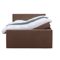 Leen Bakker   Boxspring Met Opbergruimte En Voetbord Liv Geblokt 140x200cm   Boxsprings   Bruin   Stof Velvet