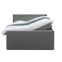 Leen Bakker   Boxspring Met Opbergruimte En Voetbord Liv Geblokt 160x200cm   Boxsprings   Grijs   Stof Velvet