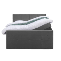Leen Bakker   Boxspring Met Opbergruimte En Voetbord Liv Geblokt 180x200cm   Boxsprings   Grijs   Stof Velvet