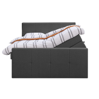 Leen Bakker   Boxspring Met Opbergruimte En Voetbord Liv Geblokt Antraciet 180x200cm   Boxsprings   Grijs   Stof