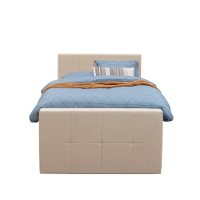 Leen Bakker   Boxspring Met Opbergruimte En Voetbord Liv Geblokt Beige 120x200cm   Boxsprings   Beige   Stof
