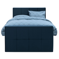 Leen Bakker   Boxspring Met Opbergruimte En Voetbord Liv Geblokt Blauw 120x200cm   Boxsprings   Blauw   Stof Velvet