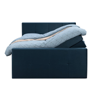 Leen Bakker   Boxspring Met Opbergruimte En Voetbord Liv Geblokt Blauw 160x200cm   Boxsprings   Blauw   Stof Velvet