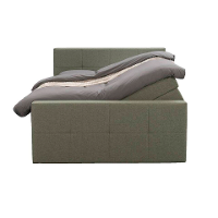 Leen Bakker   Boxspring Met Opbergruimte En Voetbord Liv Geblokt Groen 140x200cm   Boxsprings   Groen   Stof