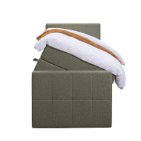 Leen Bakker   Boxspring Met Opbergruimte En Voetbord Liv Geblokt Groen 90x200cm   Boxsprings   Groen   Stof