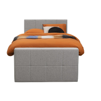 Leen Bakker   Boxspring Met Opbergruimte En Voetbord Liv Geblokt Licht 120x200cm   Boxsprings   Grijs   Stof
