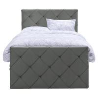 Leen Bakker   Boxspring Met Opbergruimte En Voetbord Liv Geruit 120x200cm   Boxsprings   Grijs   Stof Velvet