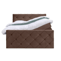 Leen Bakker   Boxspring Met Opbergruimte En Voetbord Liv Geruit 140x200cm   Boxsprings   Bruin   Stof Velvet
