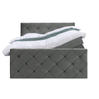 Leen Bakker   Boxspring Met Opbergruimte En Voetbord Liv Geruit 160x200cm   Boxsprings   Grijs   Stof Velvet