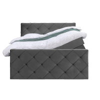 Leen Bakker   Boxspring Met Opbergruimte En Voetbord Liv Geruit 180x200cm   Boxsprings   Grijs   Stof Velvet