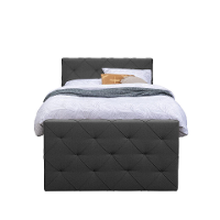 Leen Bakker   Boxspring Met Opbergruimte En Voetbord Liv Geruit Antraciet 120x200cm   Boxsprings   Grijs   Stof