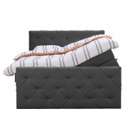 Leen Bakker   Boxspring Met Opbergruimte En Voetbord Liv Geruit Antraciet 140x200cm   Boxsprings   Grijs   Stof
