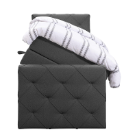 Leen Bakker   Boxspring Met Opbergruimte En Voetbord Liv Geruit Antraciet 90x200cm   Boxsprings   Grijs   Stof