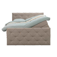 Leen Bakker   Boxspring Met Opbergruimte En Voetbord Liv Geruit Beige 160x200cm   Boxsprings   Beige   Stof
