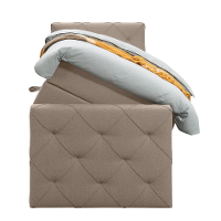 Leen Bakker   Boxspring Met Opbergruimte En Voetbord Liv Geruit Beige 90x200cm   Boxsprings   Beige   Stof