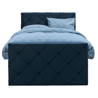 Leen Bakker   Boxspring Met Opbergruimte En Voetbord Liv Geruit Blauw 120x200cm   Boxsprings   Blauw   Stof Velvet