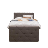 Leen Bakker   Boxspring Met Opbergruimte En Voetbord Liv Geruit Donker 120x200cm   Boxsprings   Bruin   Stof
