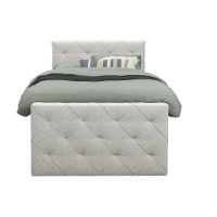 Leen Bakker   Boxspring Met Opbergruimte En Voetbord Liv Geruit Ecru 120x200cm   Boxsprings   Crème   Stof