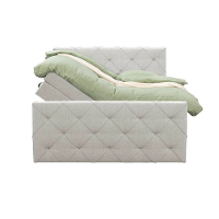 Leen Bakker   Boxspring Met Opbergruimte En Voetbord Liv Geruit Ecru 140x200cm   Boxsprings   Crème   Stof