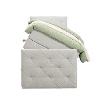 Leen Bakker   Boxspring Met Opbergruimte En Voetbord Liv Geruit Ecru 90x200cm   Boxsprings   Crème   Stof