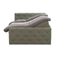 Leen Bakker   Boxspring Met Opbergruimte En Voetbord Liv Geruit Groen 140x200cm   Boxsprings   Groen   Stof